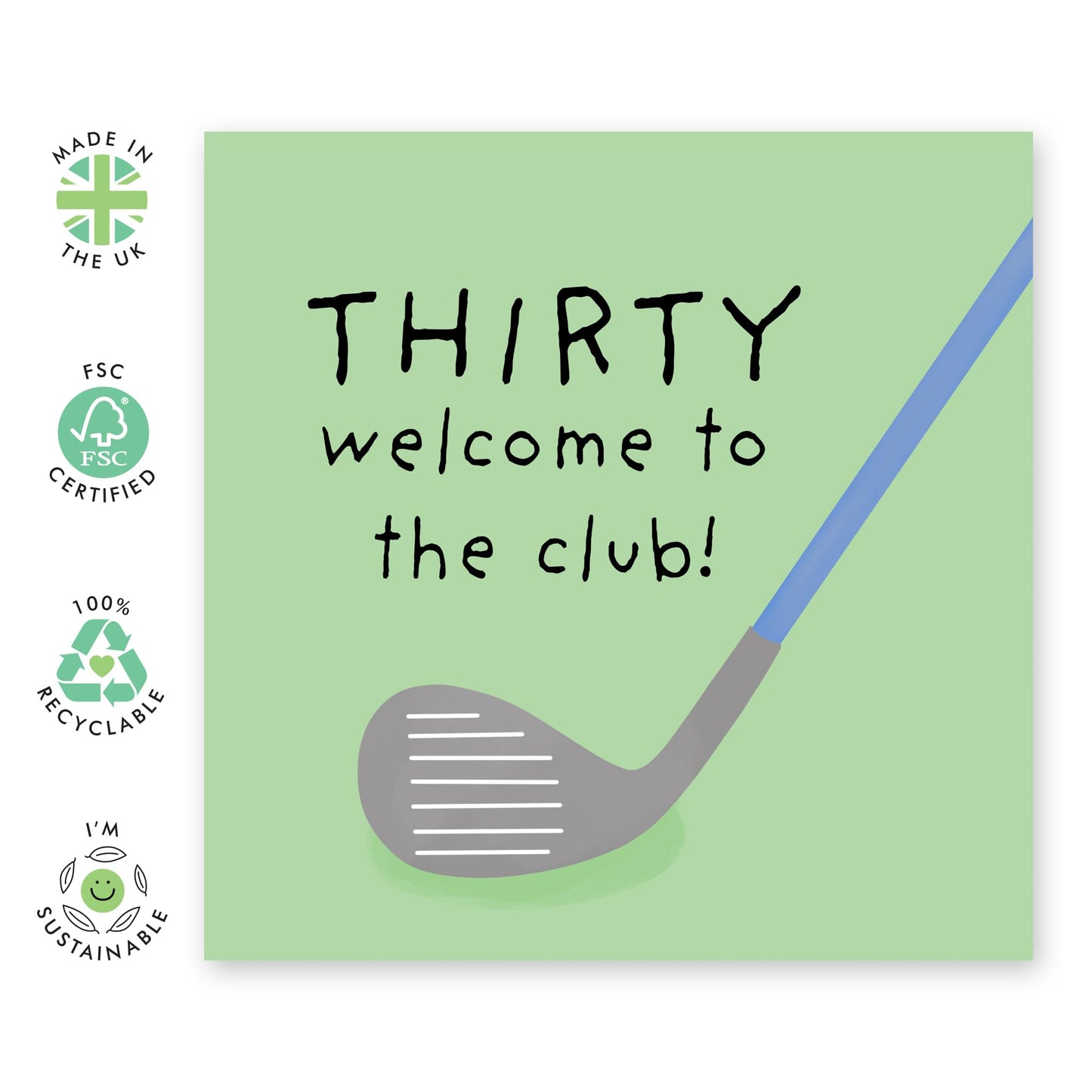 30th Birthday Card - 'Forty Welcome To The Club' - Gifts for Friends, Cousin, Colleagues, Co-Workers, Him, Officemates, Brother, Bruv - Golfing Club - Comes with Fun Stickers