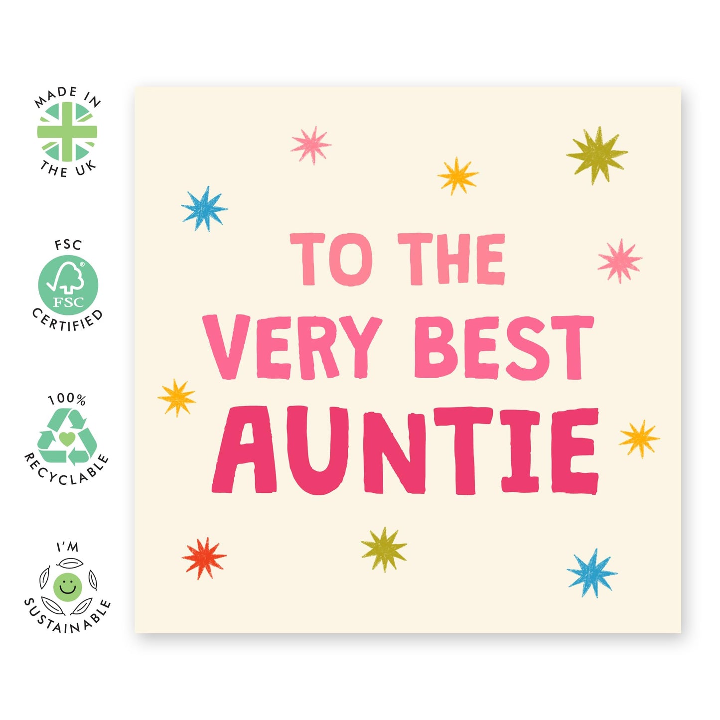 Aunt Birthday Card For Her - To The Very Best Auntie - Sweet Mother's Day Cards For Aunty - Thank You I Love You Appreciation Cards For Women - Auntie Gifts - Comes With Stickers By Central 23
