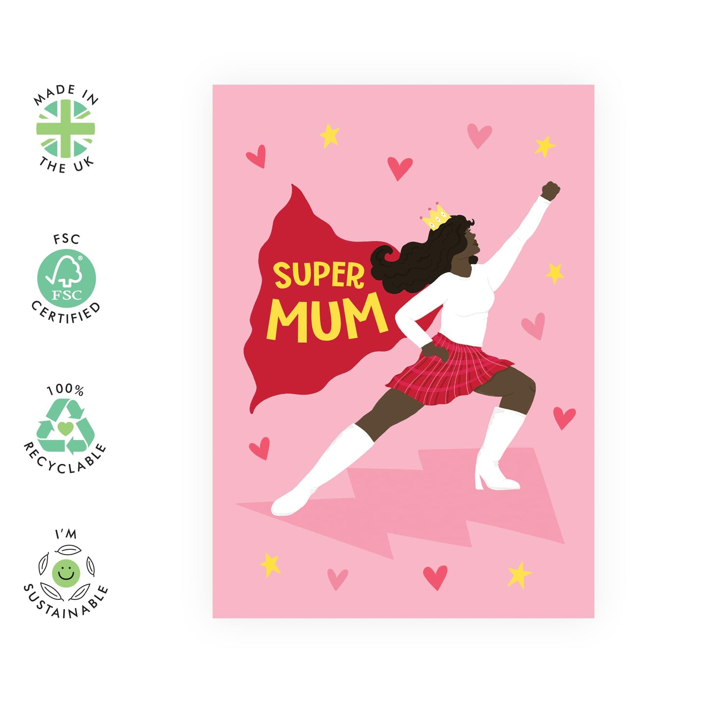 Birthday Card for Mum - 'SUPER MUM' - Gift for Her, Mama, Ma, Mummy, Women, Ladies from Husband, Son, Daughter, Family - Thank You & Appreciation Presents - Mothers Day Card -Comes with Stickers