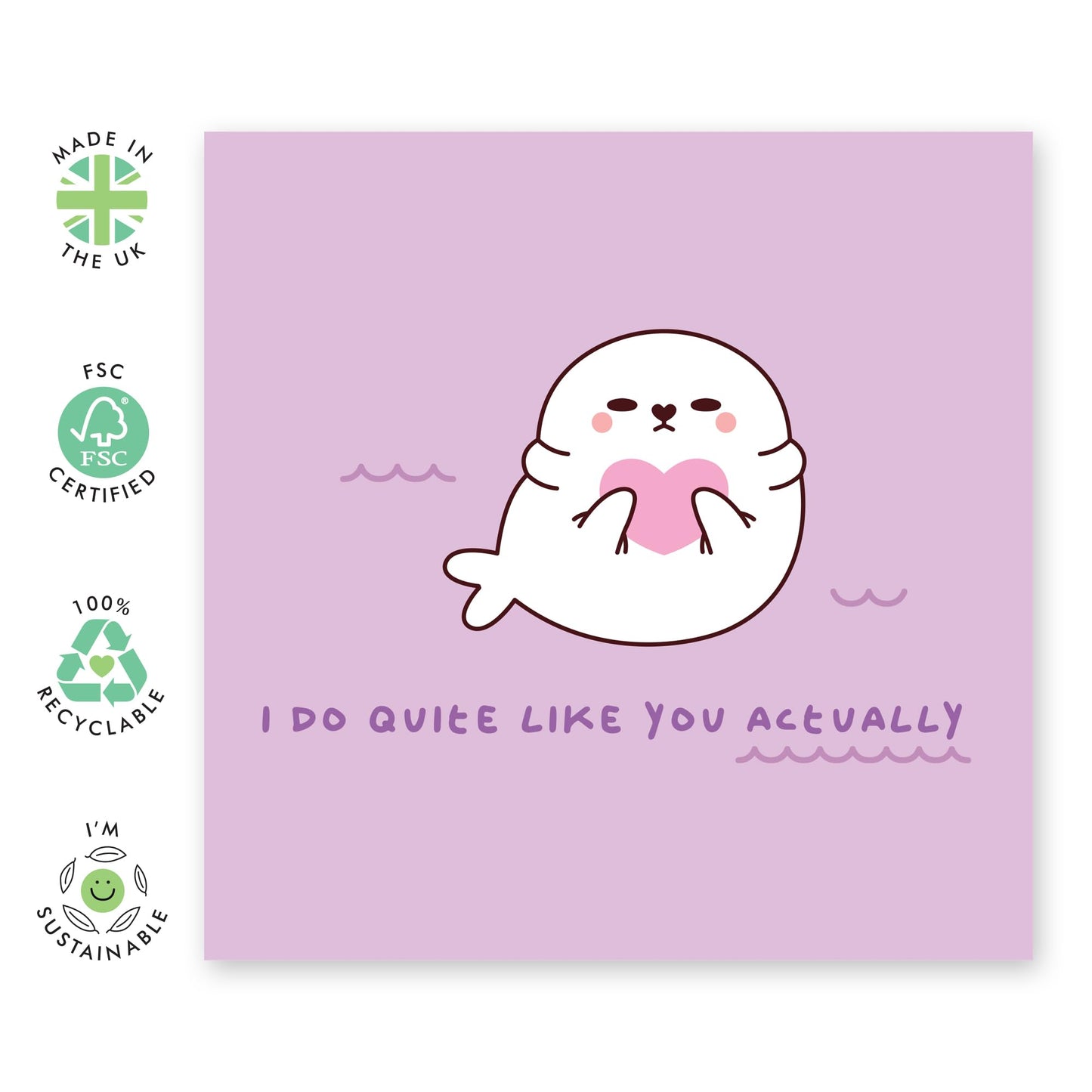 Thoughtful Love Card - 'Lazy Seal Quite Like You' - Gifts for Girlfriend, Boyfriend, Her, Him, Colleague, Partner, Couples, Friend - Sincere - Comes with Fun Stickers