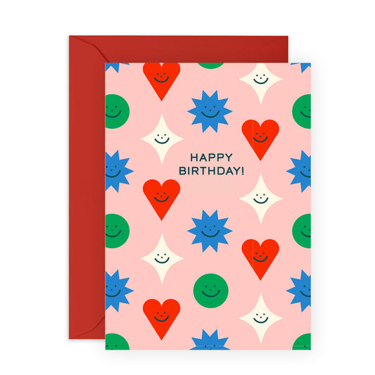 Birthday Cards For Women - Happy Bday Pattern - Mum Birthday Cards - Sister Greeting Card - Aunt - Friendship Gifts For Women - Gift From Men - Comes With Fun Stickers By Central 23