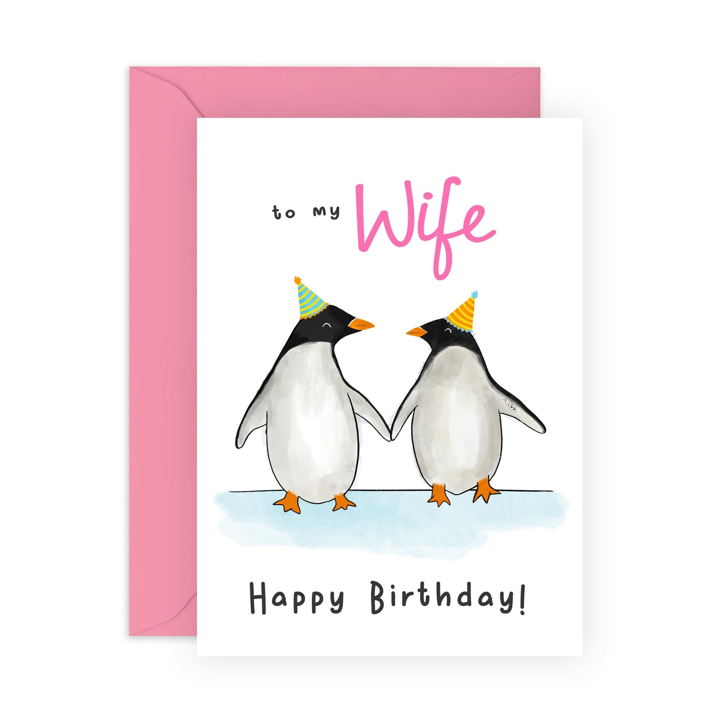 Wife Birthday Card - To My Wife - Birthday Gifts For Women - Penguin Birthday Card For Wife From Husband - Wife Gifts For Her Birthday - Comes With Fun Stickers - By Central 23