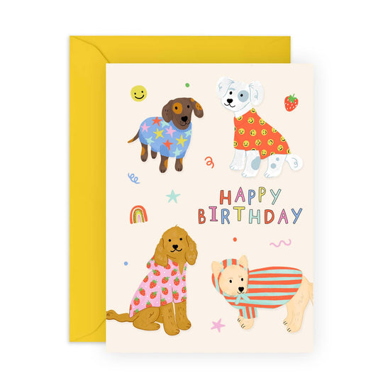 Adorable Pets Birthday Card - 'Dogs Birthday' - Gifts for Bruv, Mates, Best Friends, BFF, Dog Owners, Pet Lovers, Fur Dad, Mum- Cute Dog Outfits - Comes with Fun Stickers