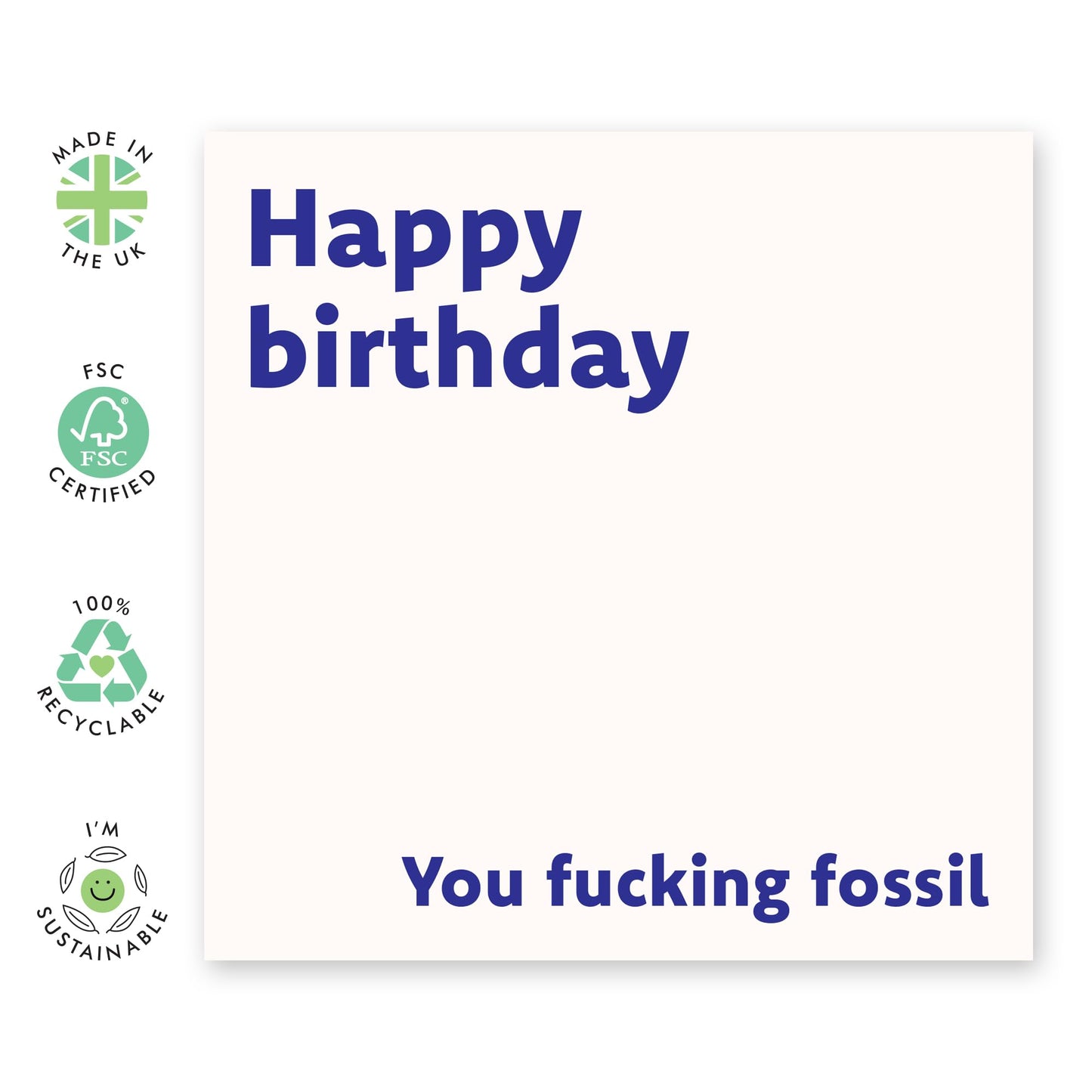 Funny Birthday Card for Middle Aged and Retired - 'F*cking Fossil' - Gifts for Bestie, Best Friend, Partner, Sister, Brother, Colleague, Co-worker- Jokes For Oldies - Comes with Fun Stickers