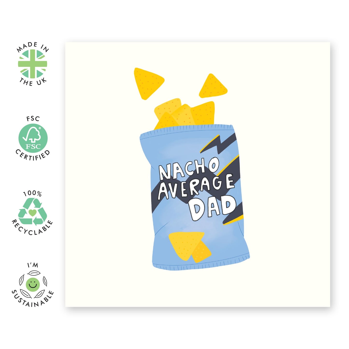 Dad Birthday Card - Nacho Average Dad - Funny Birthday Cards For Men - Father's Day Card For Dad Papa Pop Daddy - Funny Gifts For Him - Food Pun Humour - Comes With Fun Stickers By Central 23