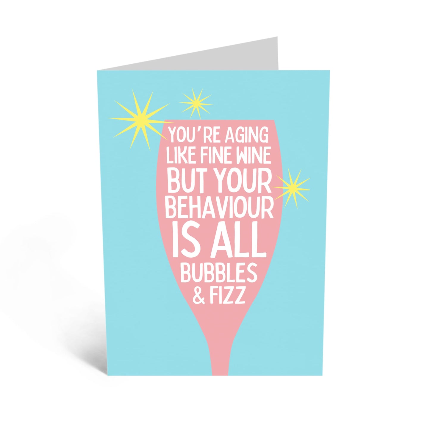 Hilarious Joke Birthday Card - 'Bubble and Fizz' - Gifts for Ladies, Girls, Besties, Best Friends, BFF, Co-workers, Colleagues, Her - Aging Wine- Comes with Fun Stickers