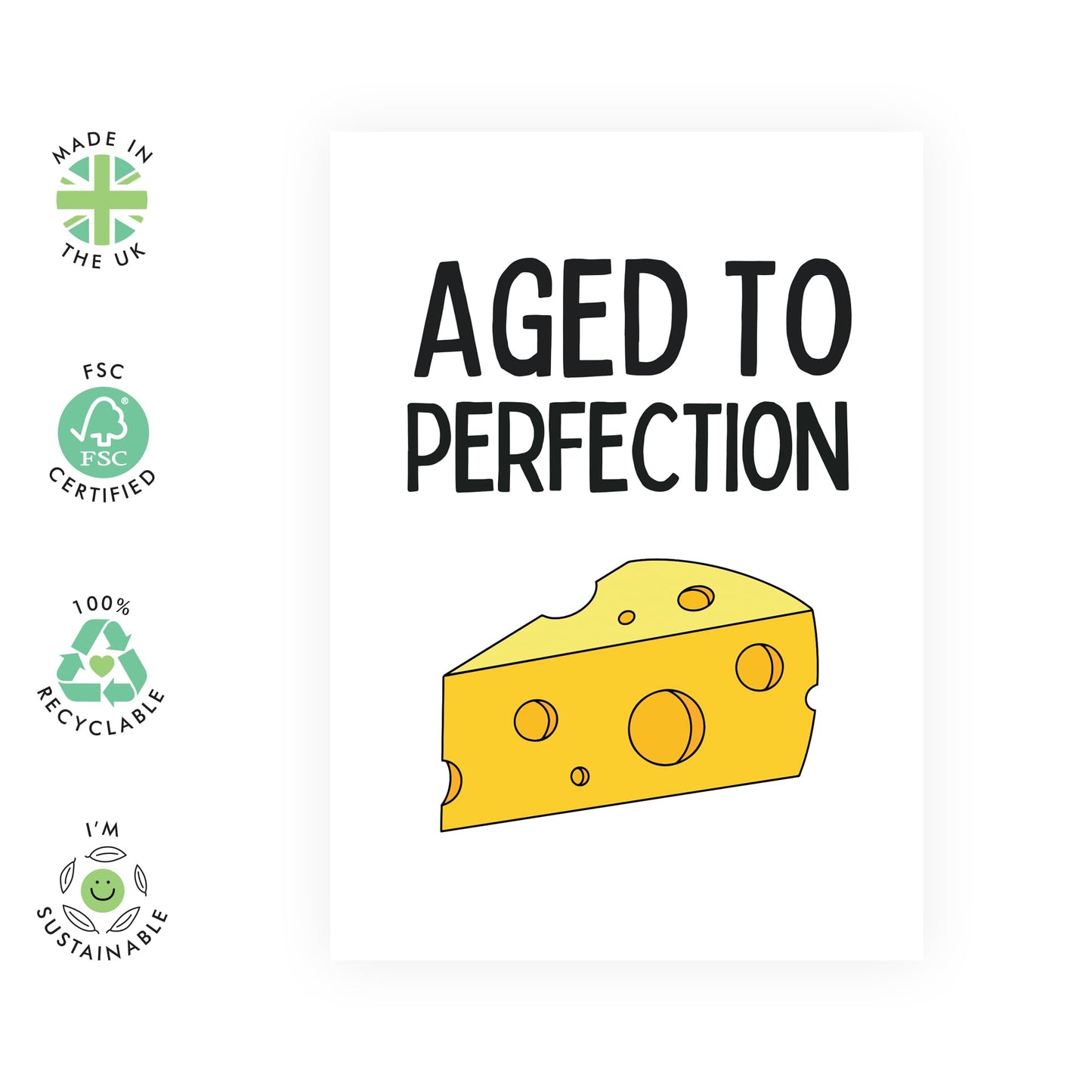 Funny Greeting Cards For Mum Dad - Aged To Perfection Cheese - Cheeky Birthday Card For Men Women - Nan Grandad Gifts - For Husband Wife - Gifts For Him Her - Comes With Stickers - By Central 23