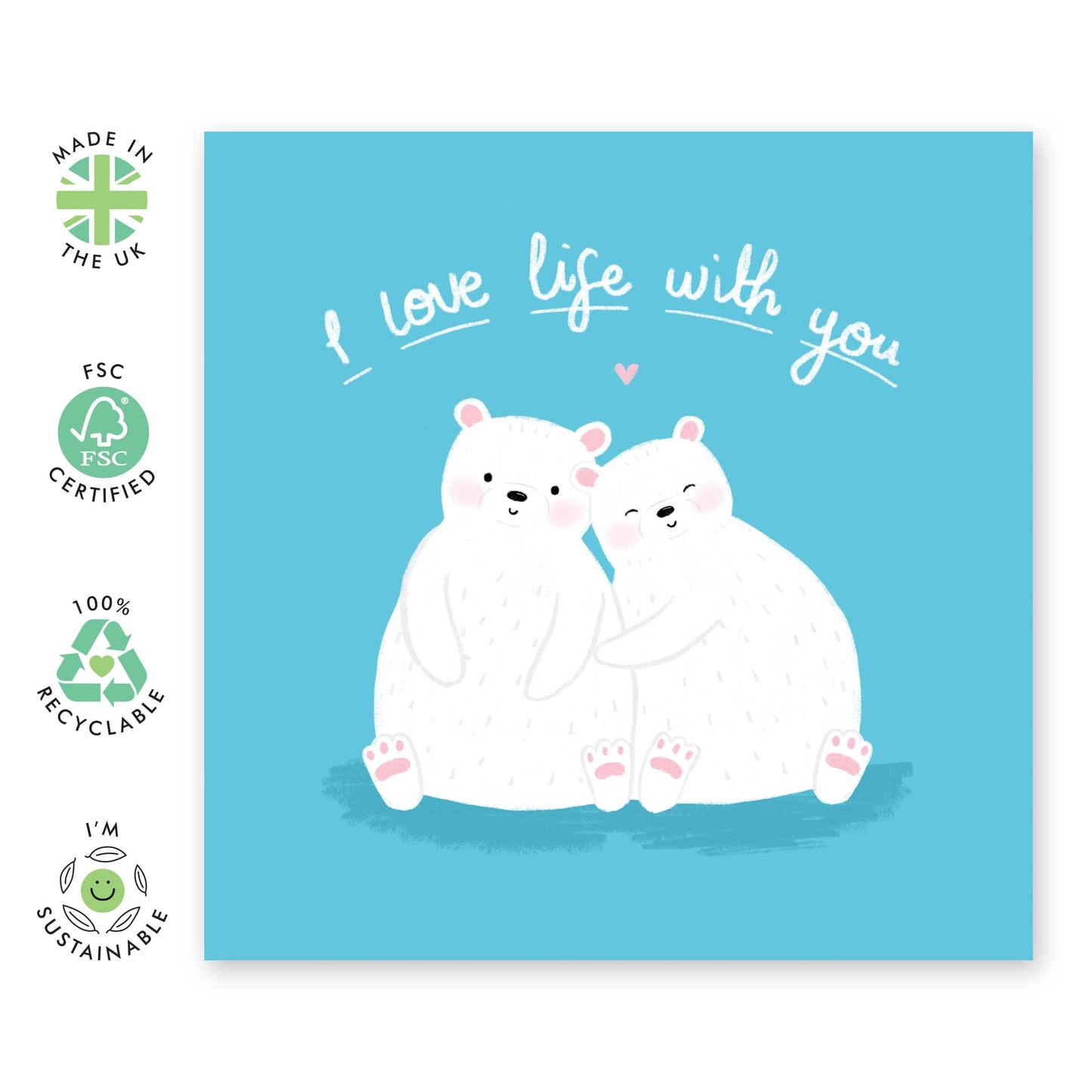 Wedding Anniversary Card For Husband - Love Life With You - Polar Bears Valentine's Card For Couple - Wife Anniversary Card - Sweet I Love You Gifts For Him Her - Comes With Stickers By Central 23