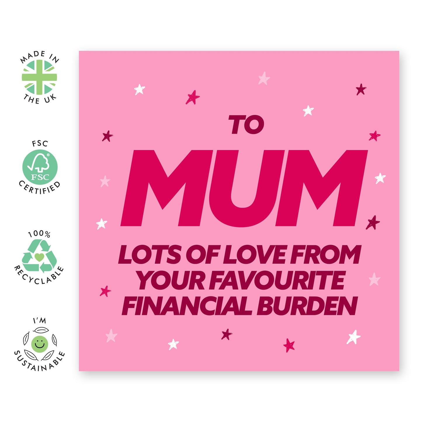 Funny Mum Greeting Card - 'FINANCIAL BURDEN' - Birthday Cards For Mummy, Mama, Mam, Ma, Women, Her, Ladies - Gift for Mother’s Day from Son Daughter - Appreciation with a Humor - Comes with Stickers
