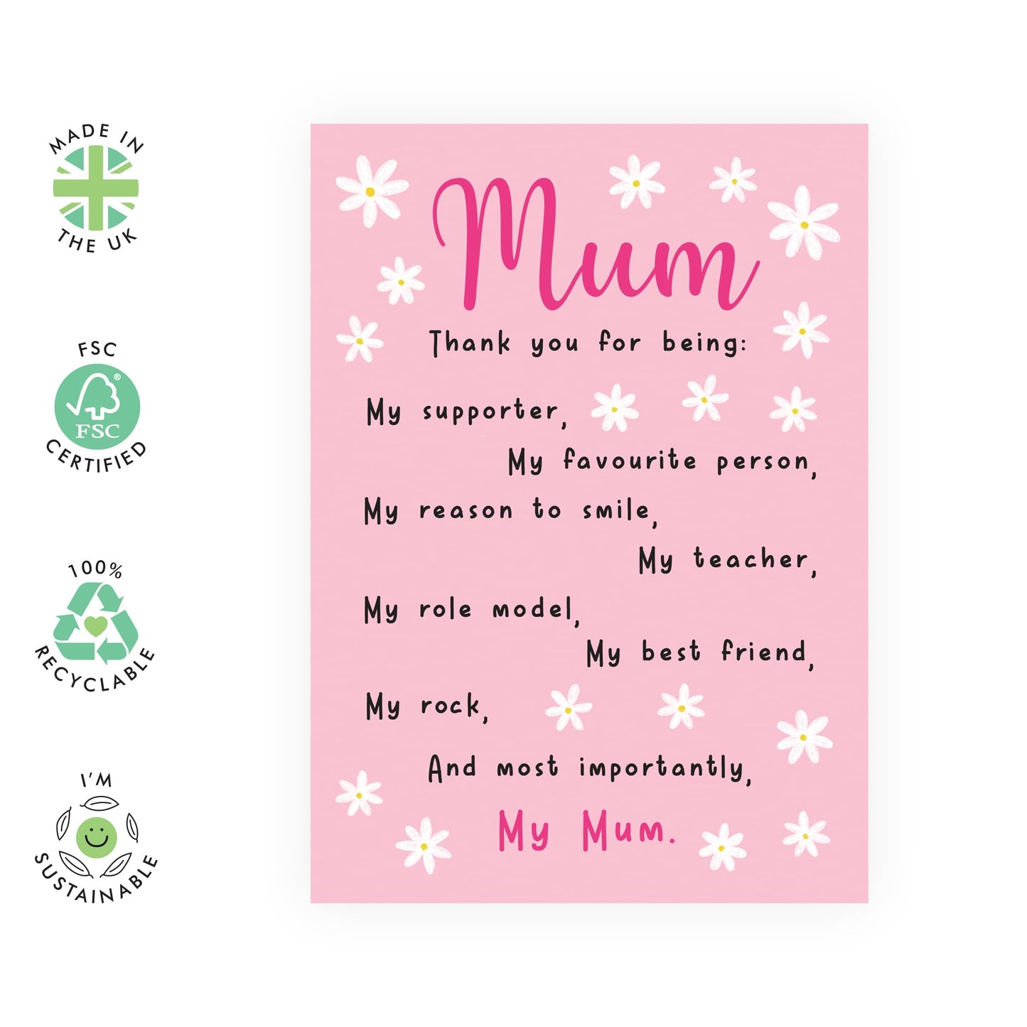 Mum Birthday Cards - Thank You For Being - Sweet Birthday Card For Women - Mothers Day Card Thank You Appreciation For Her Mummy Wife Nan - From Son Or Daughter - Comes With Stickers