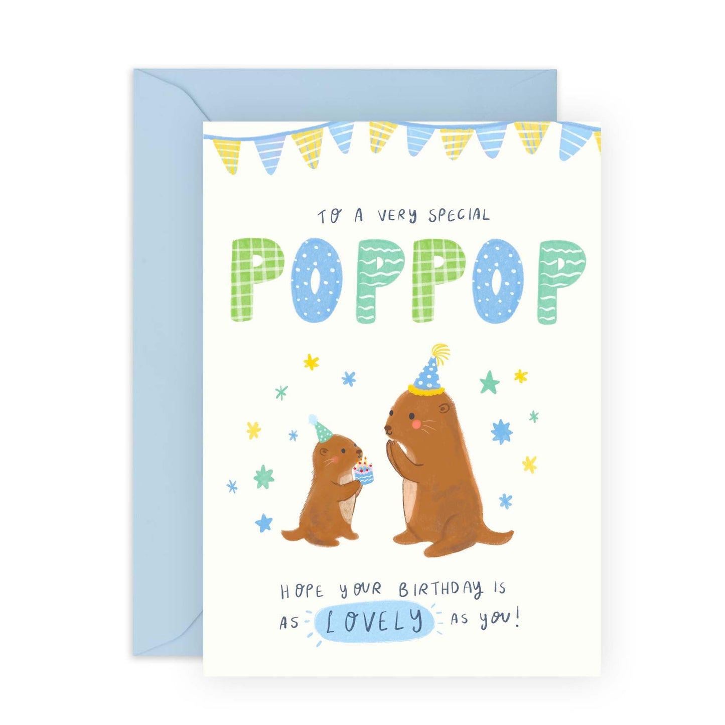Grandad Birthday Card - To A Very Special Poppop - Otter Birthday Cards For Men - Birthday Greeting Cards For Grandpa Grandfather Pop-Pop - Comes With Stickers - By Central 23