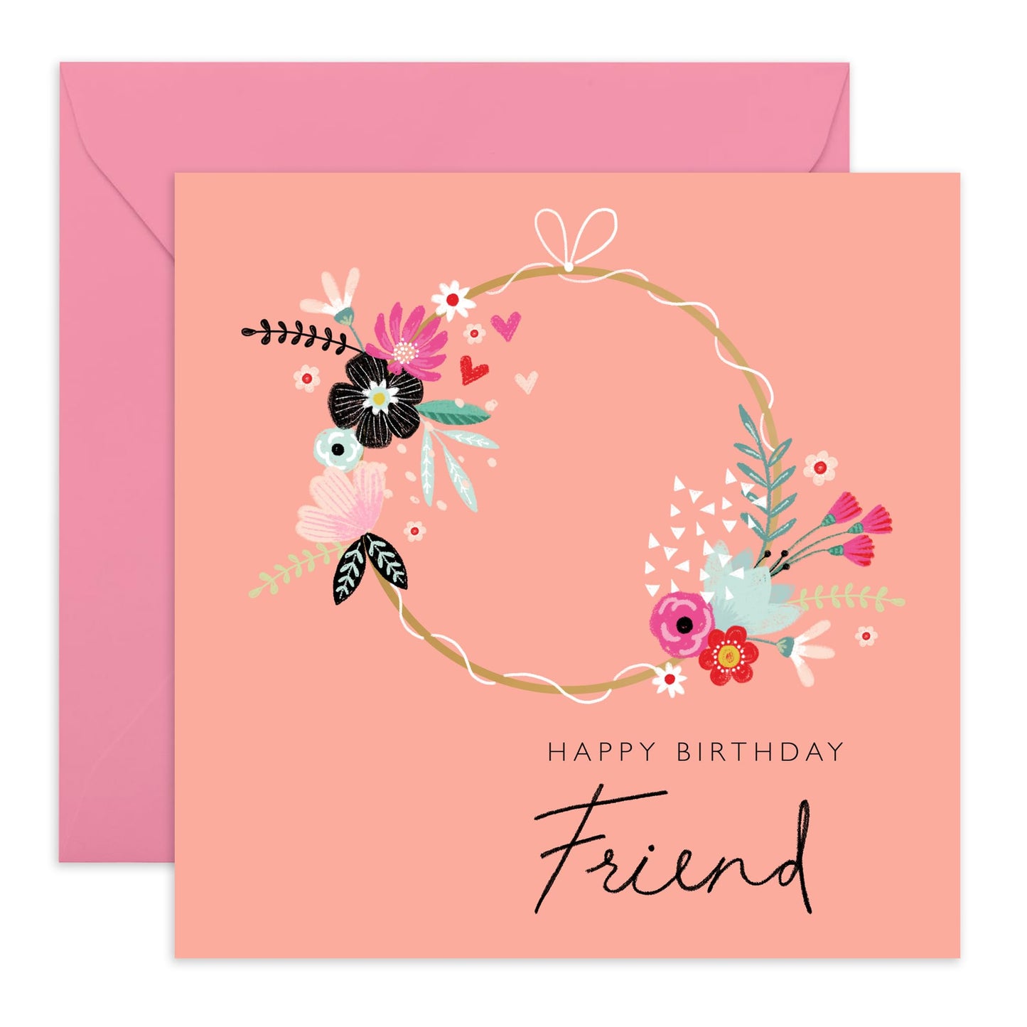 Happy Birthday Friend Cards For Her - Floral Friend Cards For Woman Female - Friends Birthday Card - Friend Gifts For Women - Comes With Cute Stickers - By Central 23