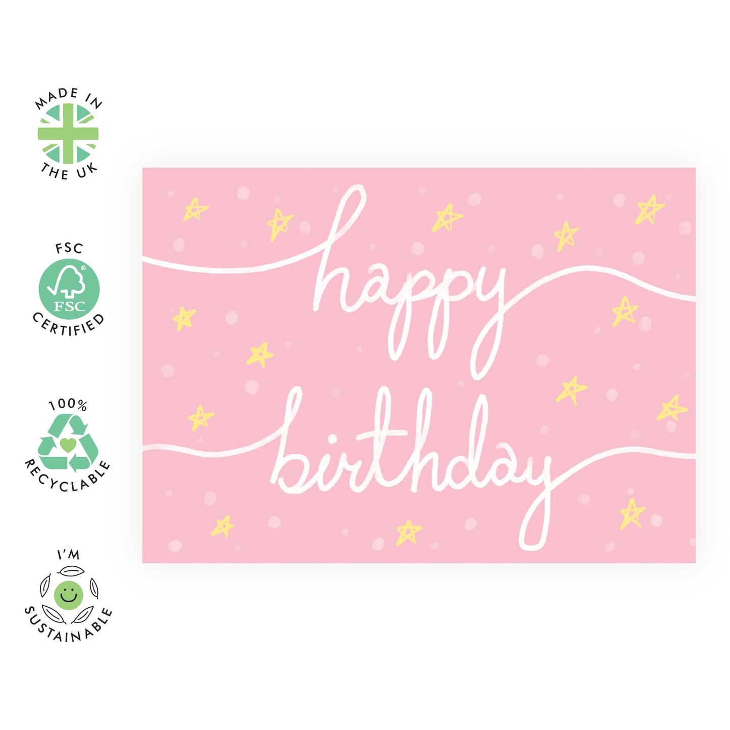 Girl Birthday Card - Happy Birthday Cards For Her Daughter Granddaughter - Cute Pink Stars Greeting Cards - Gifts For Women - Comes With Fun Stickers By Central 23