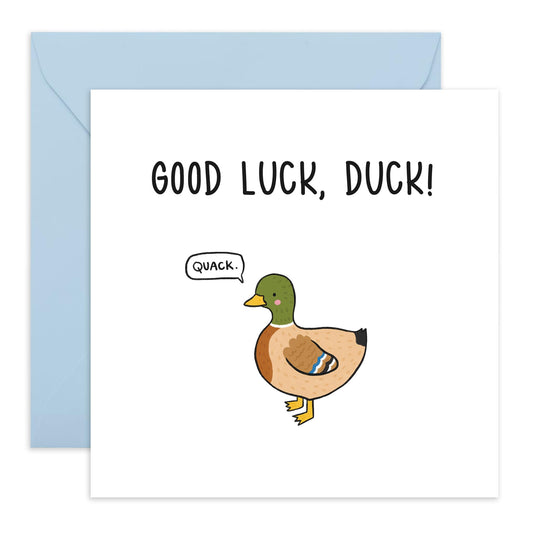 Leaving Card - 'Good Luck Duck' - Jokes for Colleagues, Partners, BFF, Besties, Office Mates, Work Mate, Bruv, - Quack Quack - Comes with Fun Stickers