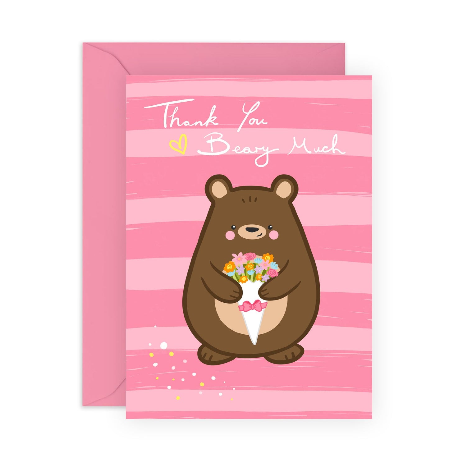Thank You Greeting Cards For Women - Thank You Bear Pink - Cute Appreciation Cards For Her - Fruit Cards- Gift For Mummy Mum - Gift For Woman - Comes With Fun Stickers - By Central 23