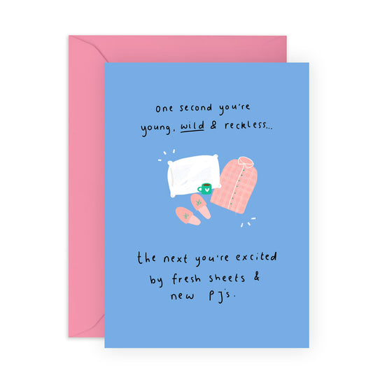 Happy Birthday Card Jokes About Aging - 'Fresh Sheets' - Gifts for Bestie, Best Friend, Wife, Girlfriend, Partner, Sister, Sis, Colleague, Co-worker- Pajamas - Comes with Fun Stickers