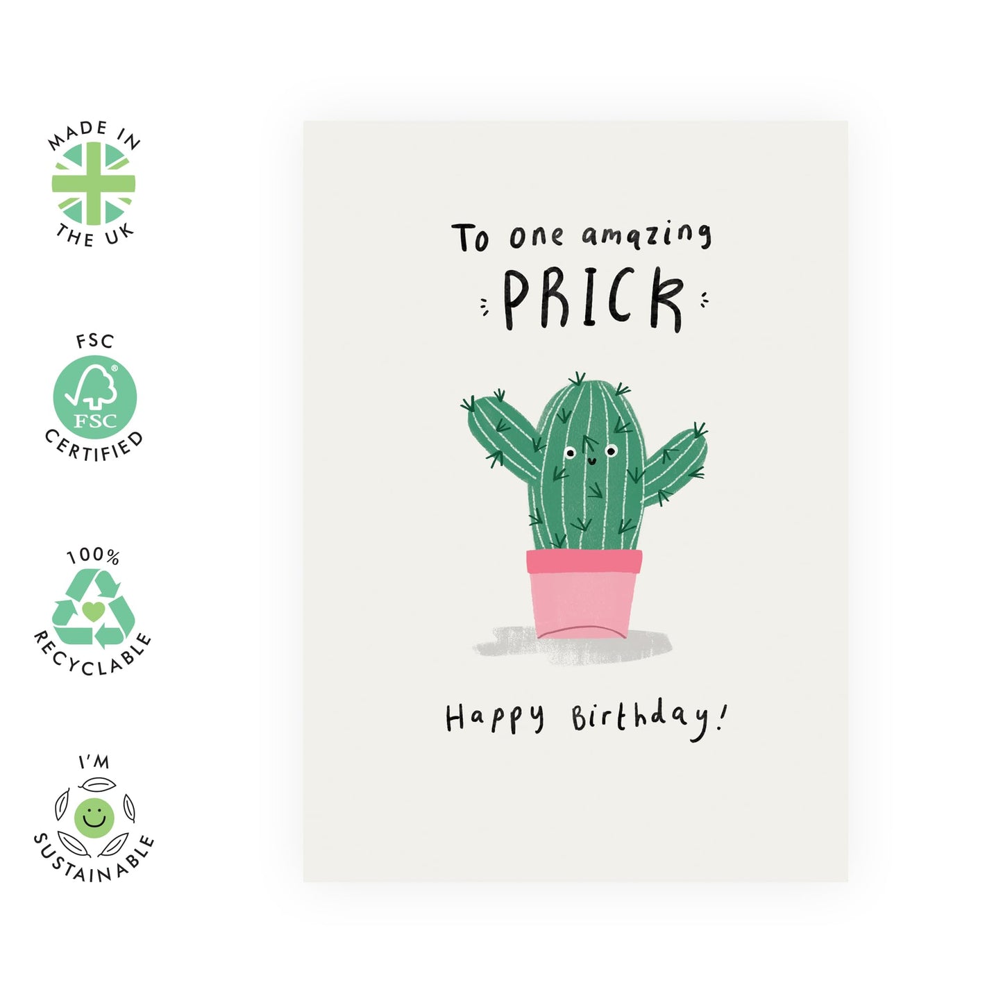 Funny Cactus Birthday Card - 'Amazing Pr*ck' - Gifts for Best Friends, BFF, Bruv, Brother, Co-worker, Colleagues, Classmate - Thorns - Comes with Fun Stickers
