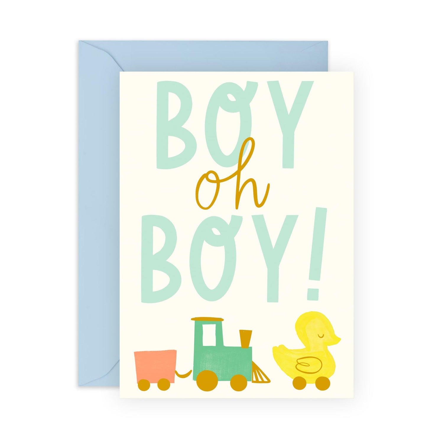 New Baby Boy Card - Train and Truck – Baby Shower, Newborn Celebration, Congratulations Card for New Mum Dad, Friends, Son, Daughter, Colleagues, Parents, Pregnant - Comes with Fun Stickers