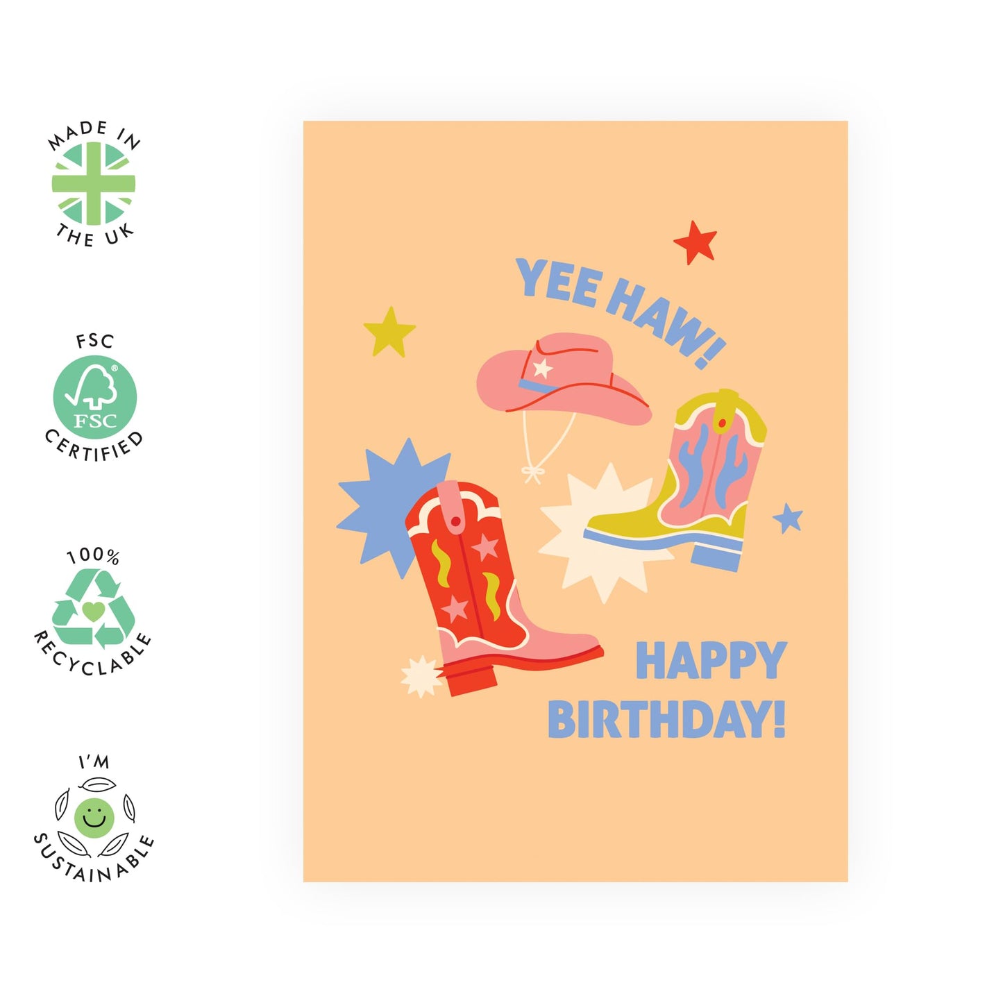 Birthday Card For Her - Yee-haw Happy Birthday - Sweet Birthday Cards For Mum - Birthday Cards For Women - Fun Birthday Cards For Him - Birthday Greeting Card - Comes With Fun Stickers By Central 23