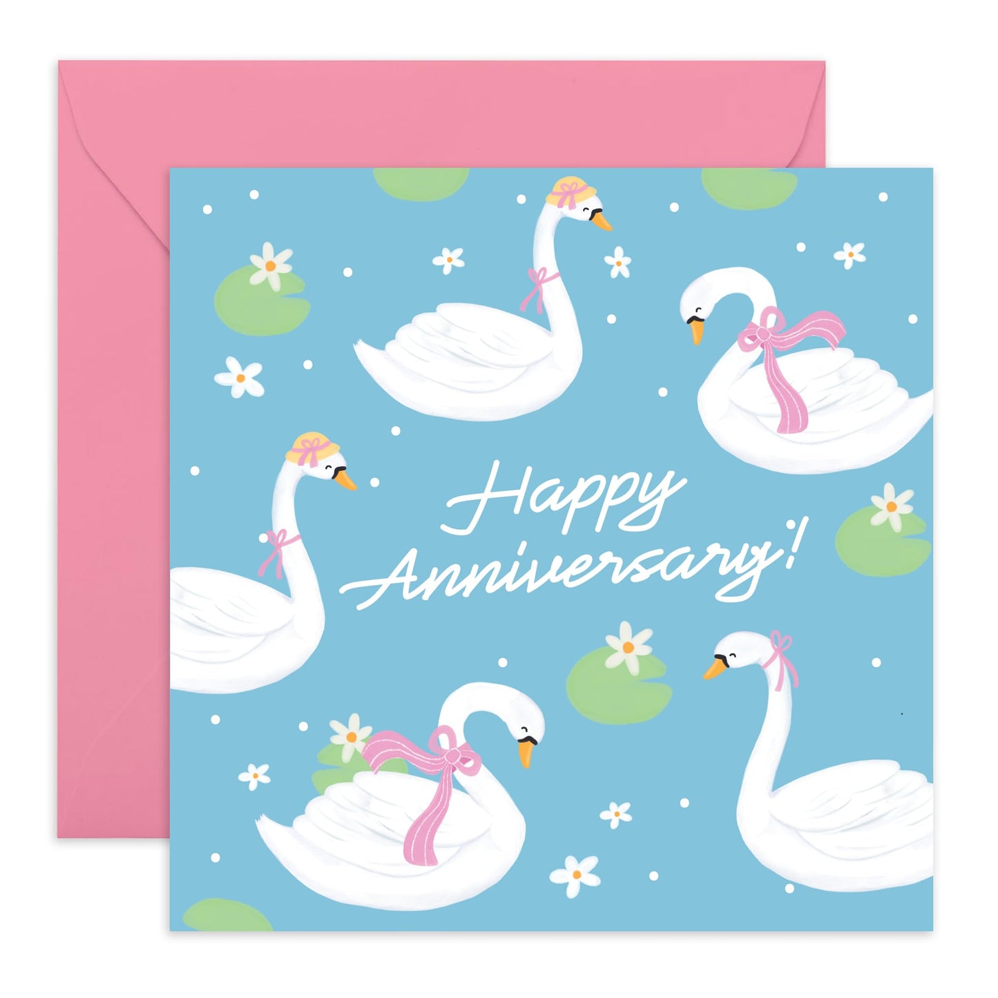 Wedding Anniversary Card Wife - Anniversary Swan - Anniversary Card For Couple Girlfriend - Greeting Cards For Her - Couple - Comes With Stickers By Central 23