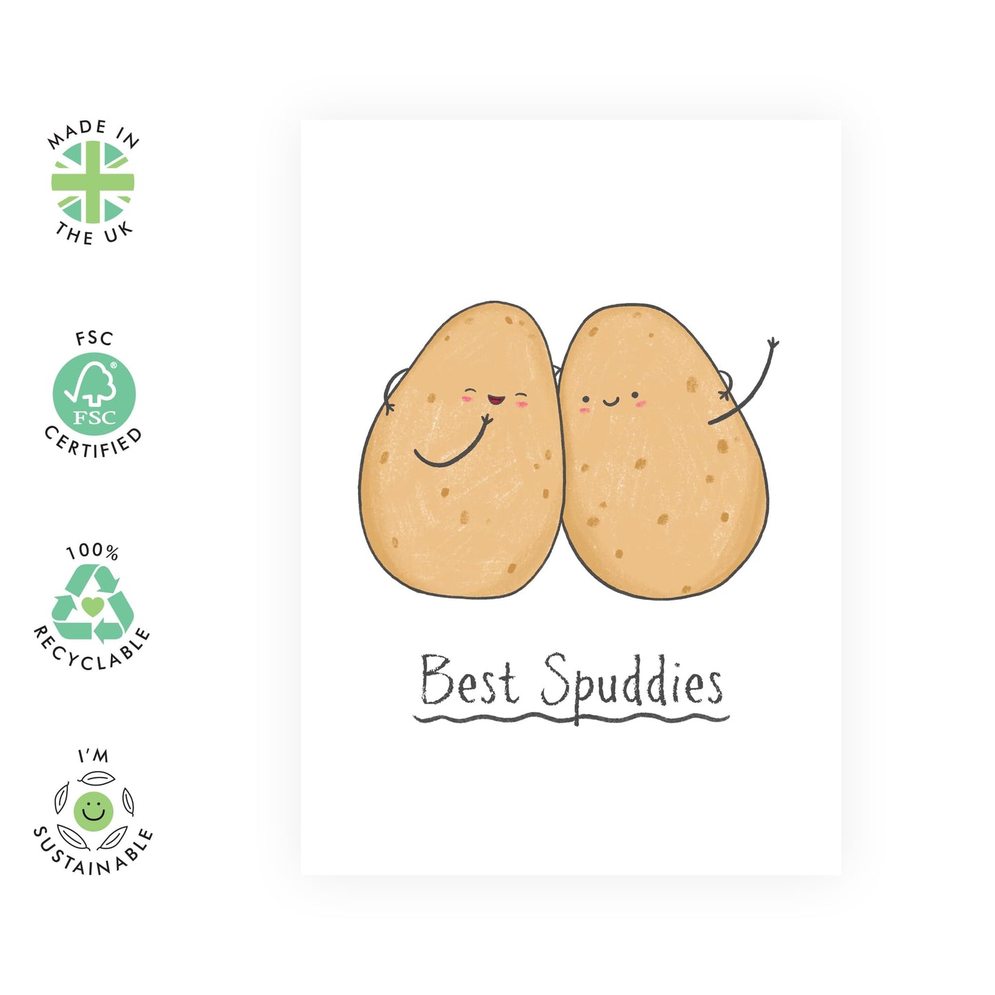 Best Friend Birthday Card - Best Spuddies - Humour Pun - Friendship Gifts For Women And Men - Friend Birthday Cards - Gifts For Him Her - Comes With Stickers - By Central 23