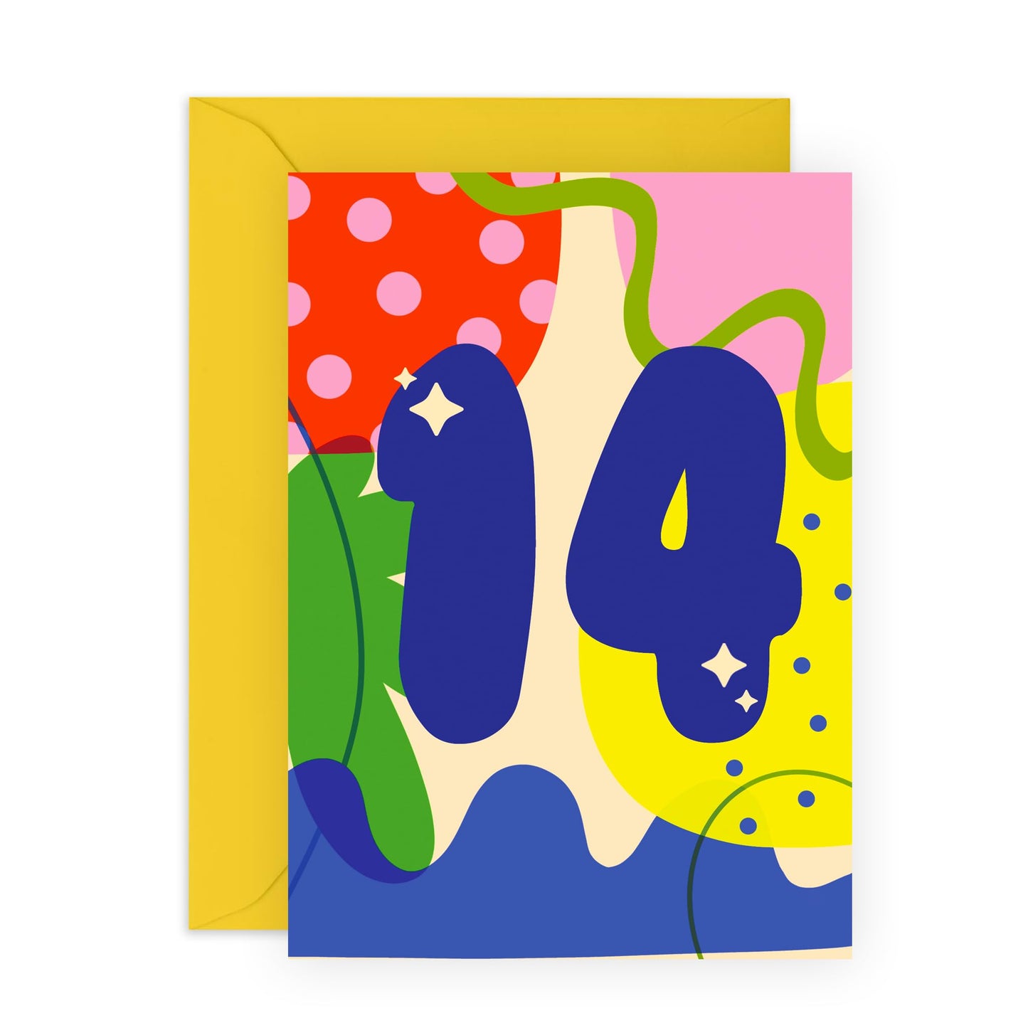 14th Birthday Card For Boys Girls - Abstract 14 Years - Happy Fourteenth Birthday Card For Teens - Gifts For Son Daughter - Bday Cards For Nephew Niece - Comes With Fun Stickers - By Central 23
