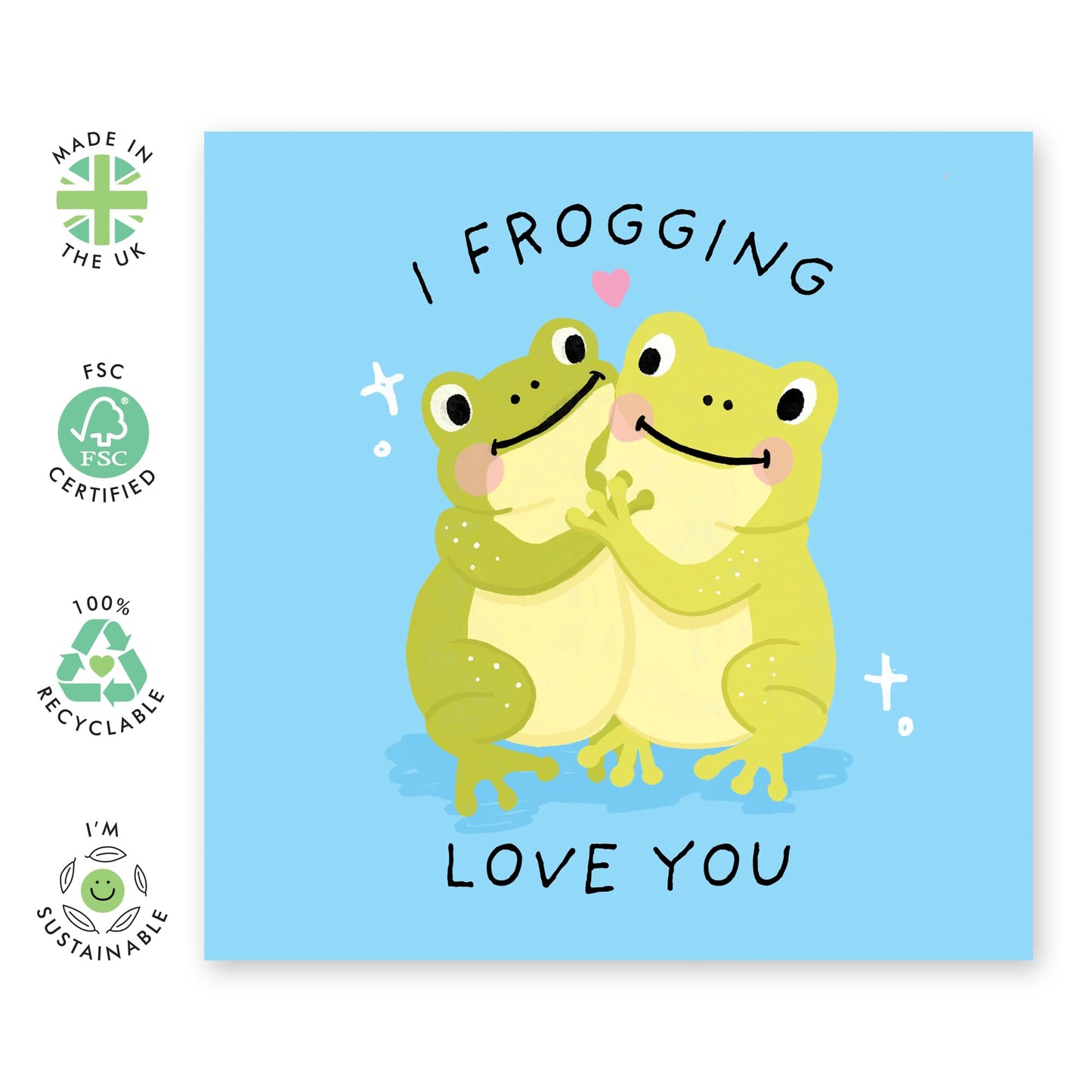 Greeting Card - 'Froggin Love You' - For Boyfriend, Girlfriend, Husband, Wife, - Ideal for All Occasion - Perfect for Adding a Smile to Their Day - Comes with Fun Stickers by Central 23