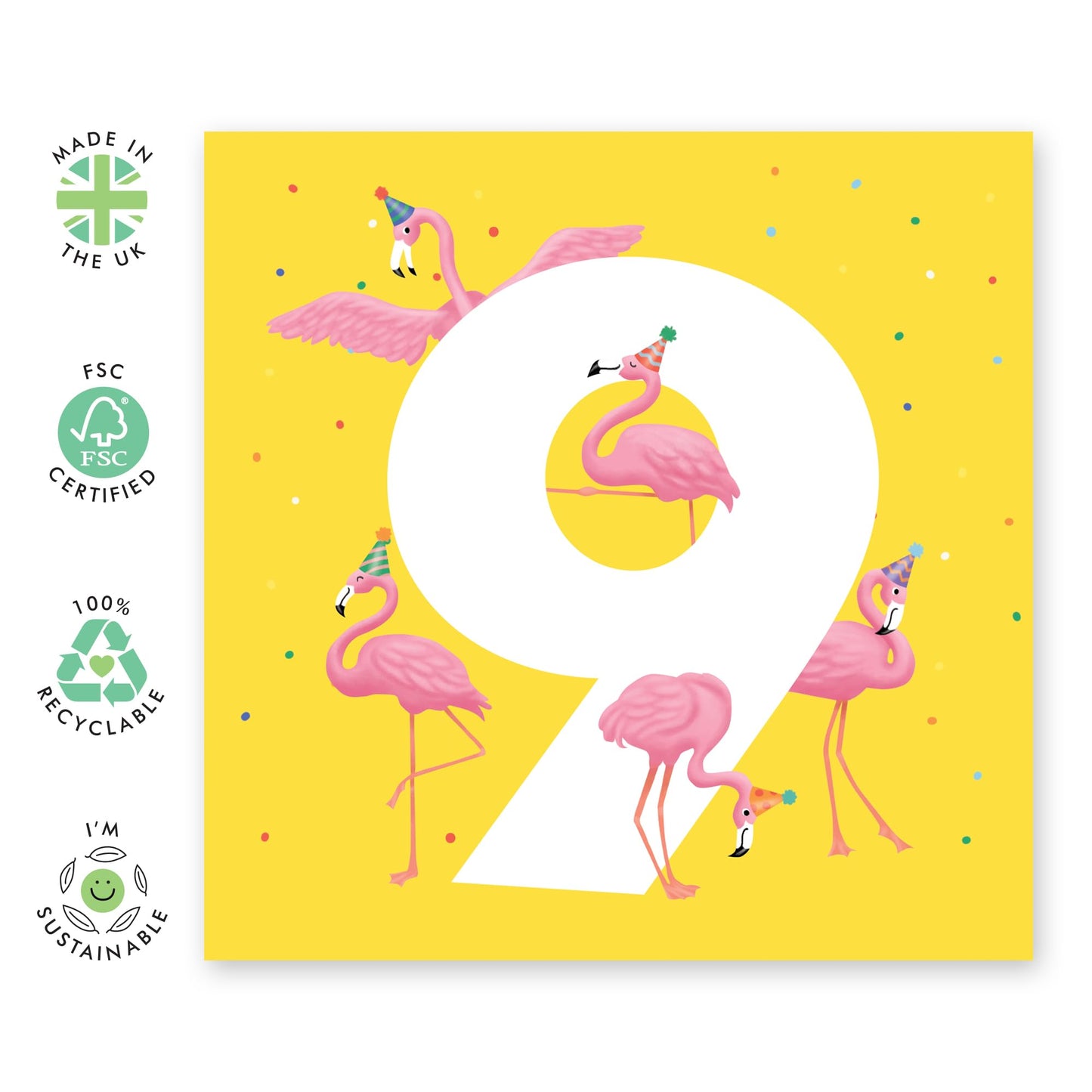 Ninth Birthday Card For Girls - Flamingo Age 9 - Greetings Card Age Nine - Happy 9th Birthday Greeting Card Kids - Gift For Daughters Granddaughter Niece - Comes With Sticker By Central 23