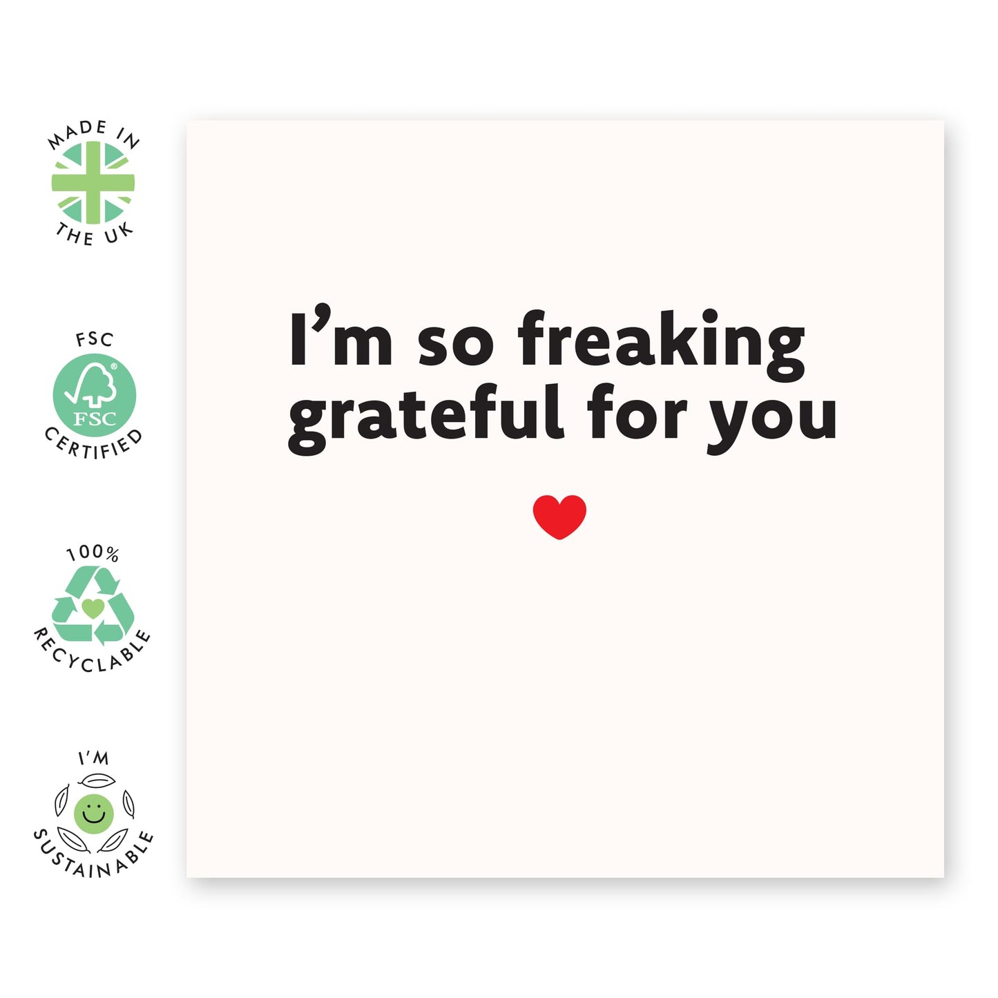Appreciation Birthday Card - 'So Freaking Grateful For You' - Gifts for Bestie, Best Friend, Partner, Sister, Brother, Colleague, Co-worker, In-law, Cousin - Red Heart - Comes with Fun Stickers