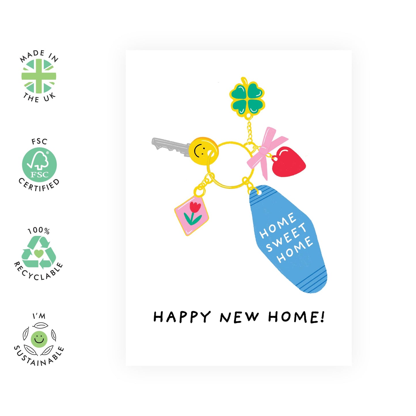 House Keys Congratulations Card - 'Happy New Home Keys' - Gifts for Friends, Coworkers, Son, Daughter, Neighbours - Moving In - Comes with Fun Stickers