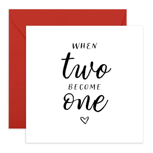 Anniversary Greeting Card - 'When Two Become One' - Valentines Gifts for Boyfriend, Husband, Wife, Girlfriend, Partner, Other Half, Married Couples - One Heart - Comes with Fun Stickers