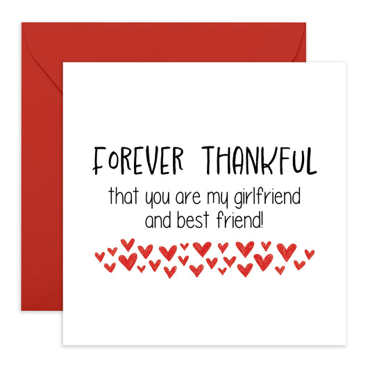 Greeting Card - 'FOREVER THANKFUL GIRLFRIEND' - Perfect for Expressing Deep Gratitude & Love - Ideal for Showing Appreciation to Your Girlfriend on Any Special Day - Comes With Stickers By Central 23