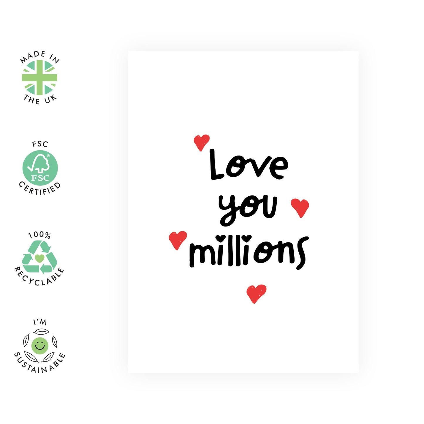 Romantic Anniversary Card For Him - Love You Millions - Sweet I Love You Card For Boyfriend Girlfriend - Anniversary Card For Wife Couple - Valentine's Day Card - Comes With Stickers - By Central 23