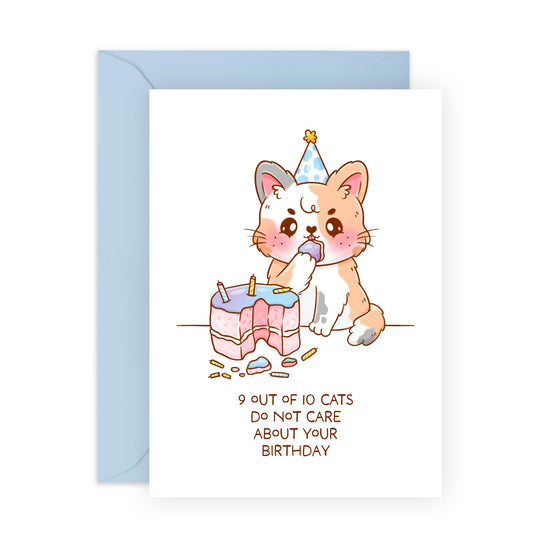 Adorable Birthday Card - '9 OUT OF 10 CATS BIRTHDAY!' - Perfect for Cat Lovers - Celebrate with a Fun Twist for Cat-Themed Birthdays - Includes Envelope and Stickers by Central 23