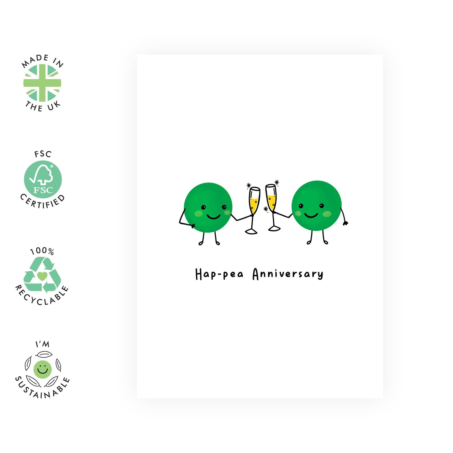 Anniversary Card Husband Wife - Hap-pea Anni - Wedding Anniversary Card - For Boyfriend Girlfriend - Comes With Fun Stickers By Central 23