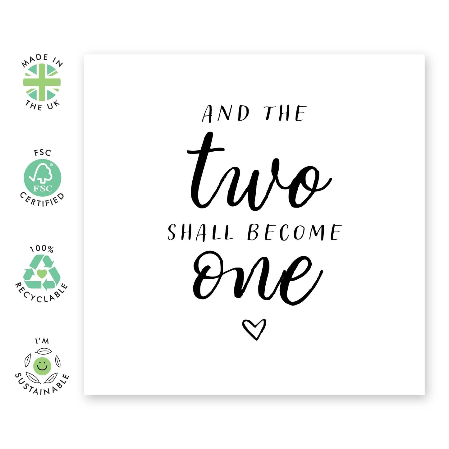 Wedding Greeting Card - 'And The Two Shall Become One' - Gifts for Bestie, Best Friend, Newly Weds, Married Couples, Colleagues - Married Life - Comes with Fun Stickers