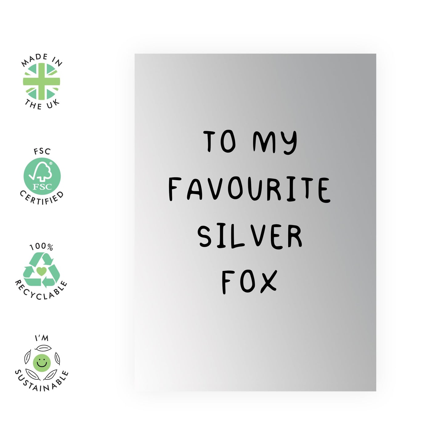Sweet Birthday Card for Middle Aged Men - 'Favourite Silver Fox' - Gifts for Husband, Boyfriend, Hubby, Spouse, Partner, Other Half, Darling, Babe, Him - You're Mine - Comes with Fun Stickers