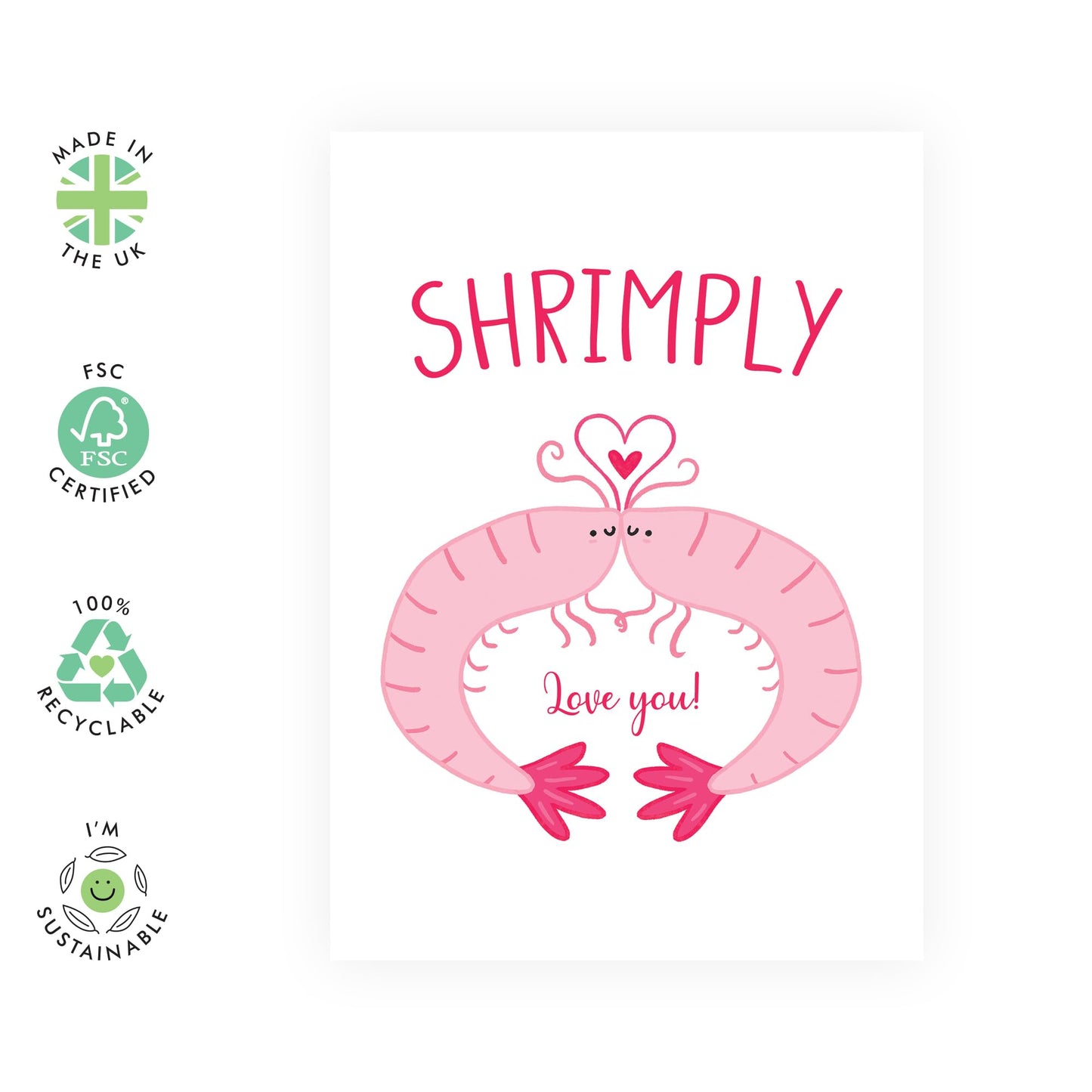 Anniversary Cards For Him - Shrimply Love You - Wedding Anniversary Card For Wife Husband - I Love You Card For Boyfriend Girlfriend - Valentines Day Card Couples - Comes With Stickers - By Central 23