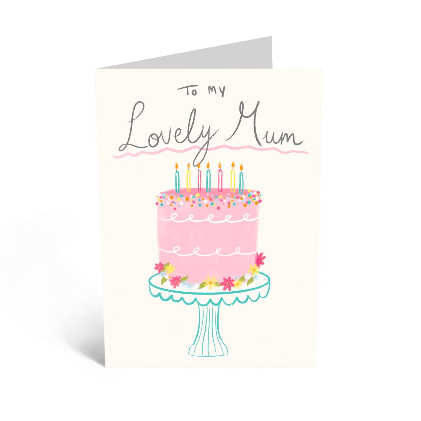 Thoughtful Birthday Card - 'To My Lovely Mum' - Gifts for Mother, Mummy, Mama, Ma, Her, Mam, Family - Cake & Candles - Comes with Fun Stickers