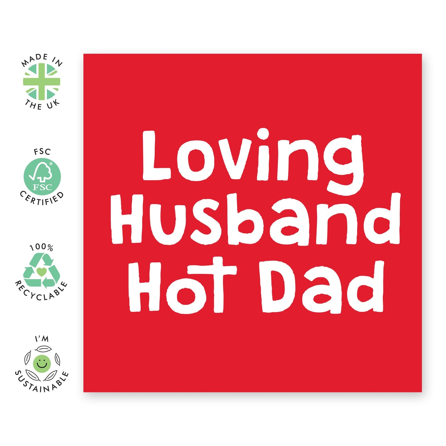 Happy Birthday Husband Card - Loving Husband Hot Dad Red - Sweet Fathers Day Card From Daughter Son - Thank You Gift For Him Papa Daddy - From Wife Fiancé Partner - Comes With Stickers By Central 23