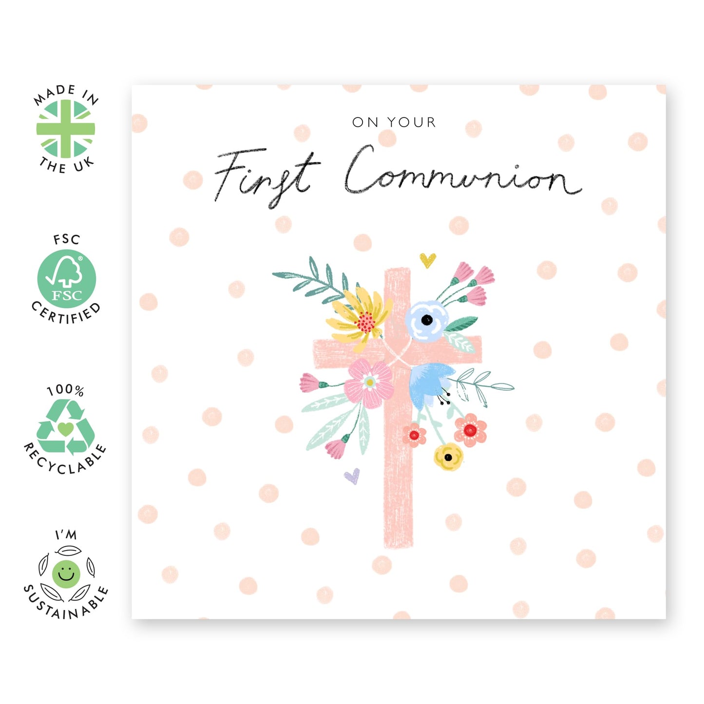 First Holy Communion Cards For Granddaughter - 1st Communion Card For Daughter Goddaughter Niece - Church Gifts For Girls - Comes With Fun Stickers - By Central 23