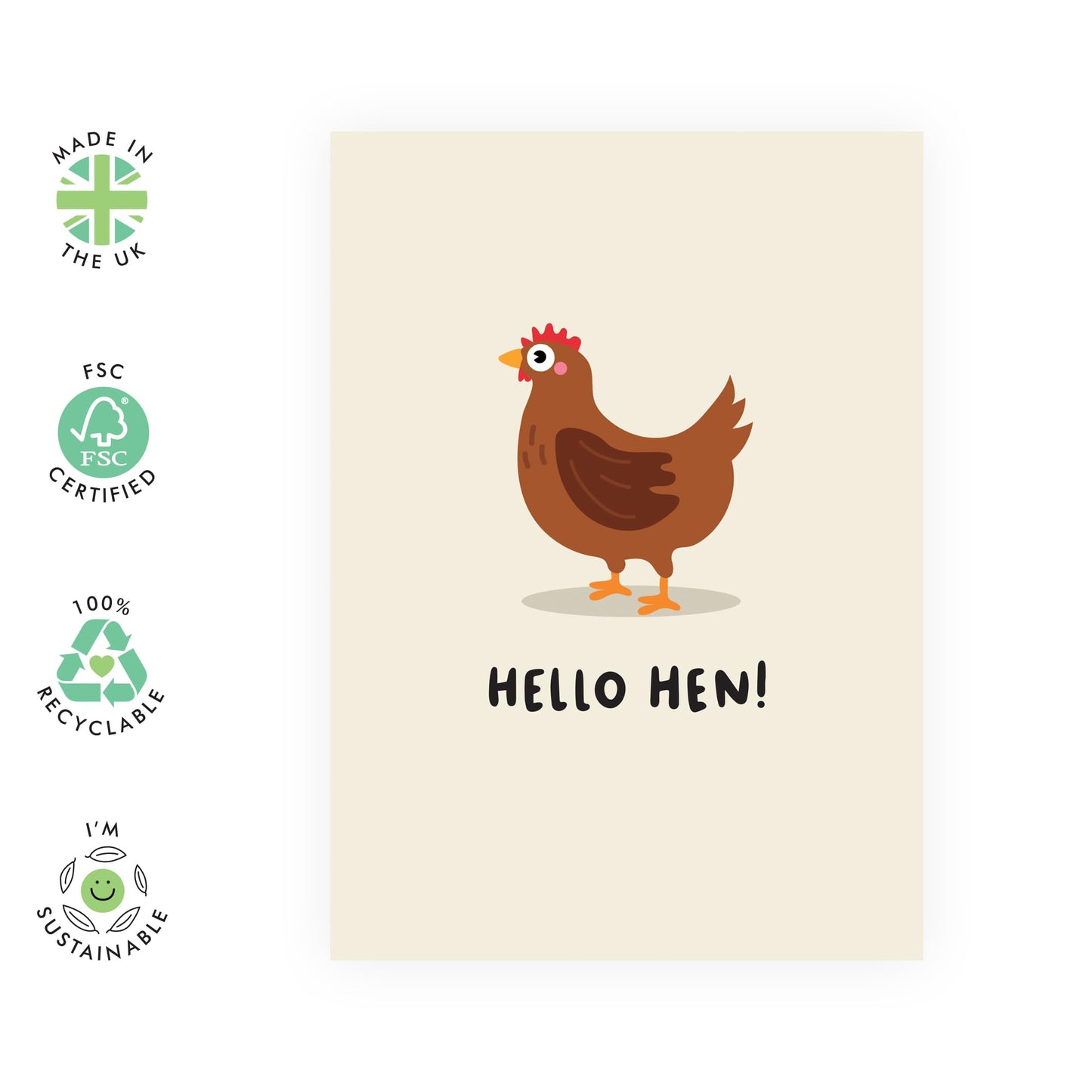 Cheerful Greeting Card - 'HELLO HEN' - Perfect for Celebrating Friendships and Fun Times - Ideal for Him, Her, Friends, Family, and Anyone Who Loves a Playful Touch - Comes With Stickers By Central 23