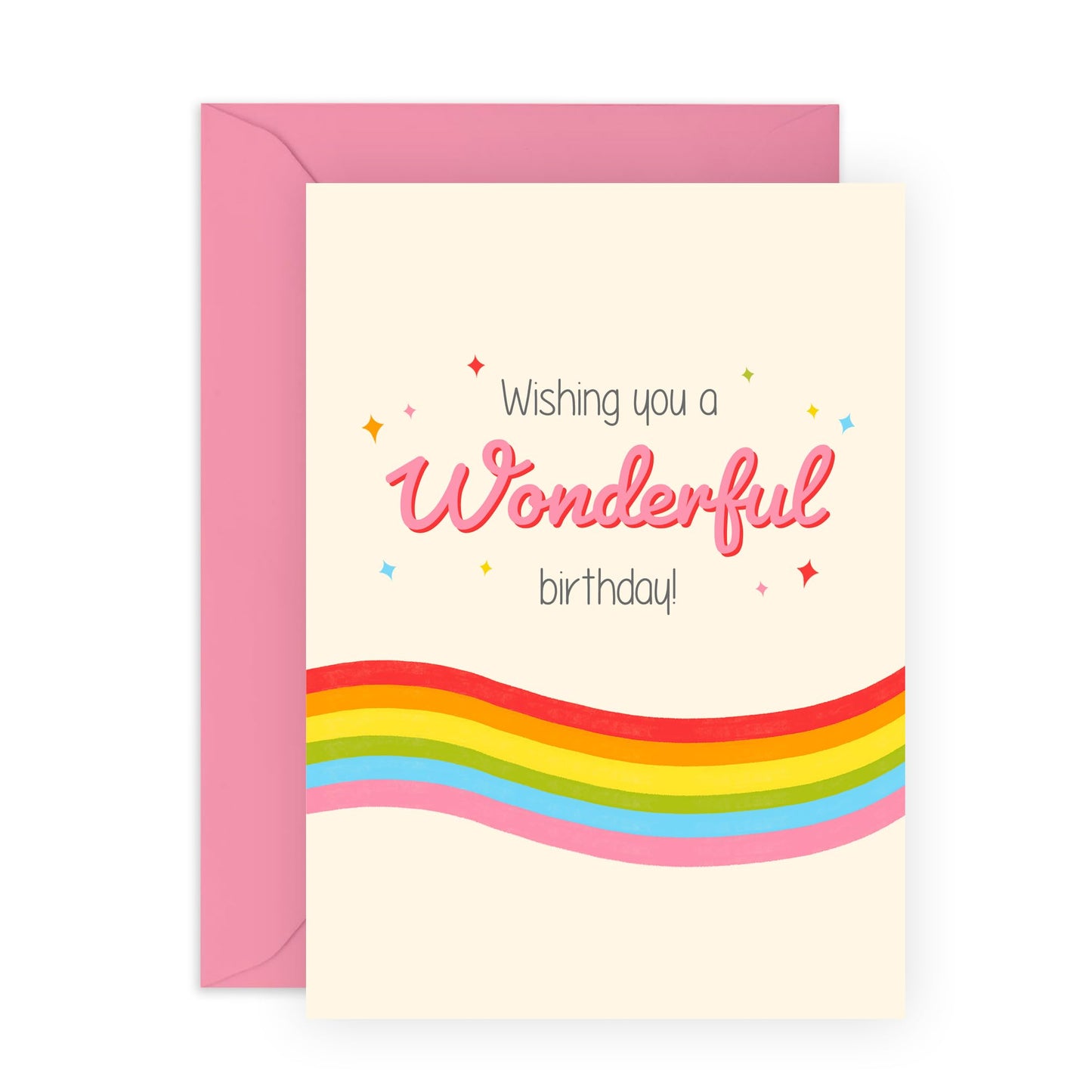 Good Vibes Birthday Card - 'Wonderful Birthday' - Gifts for Bestie, BFF, Best Friend, Sister, Sis, Auntie, Colleague, Coworker, Partner, Her - Enjoy Your Day- Comes with Fun Stickers