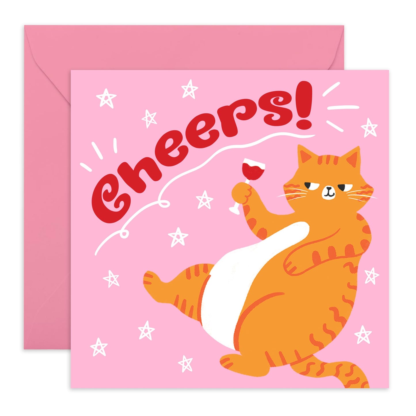 Birthday Card - Cheers Wine Cat - Funny Greeting Card For Women - Birthday Gifts For Cat Lovers - Birthday Card For Friends Pet Owners - Comes With Fun Stickers By Central 23