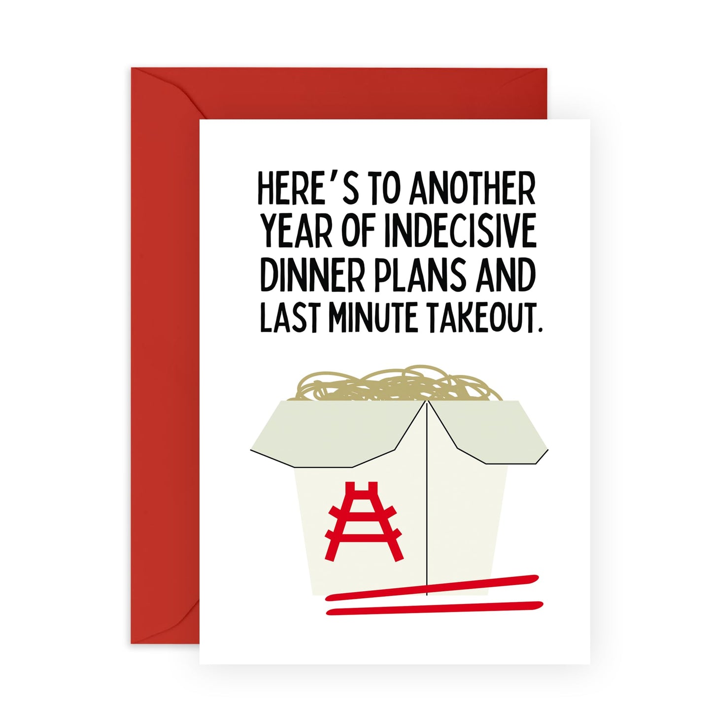 Funny & Sweet Anniversary Card - 'Last Minute Takeout' - Romantic Valentines Day Gifts for Boyfriend, Husband, Wife, Girlfriend, Partner, Other Half - Chinese Food - Comes with Fun Stickers
