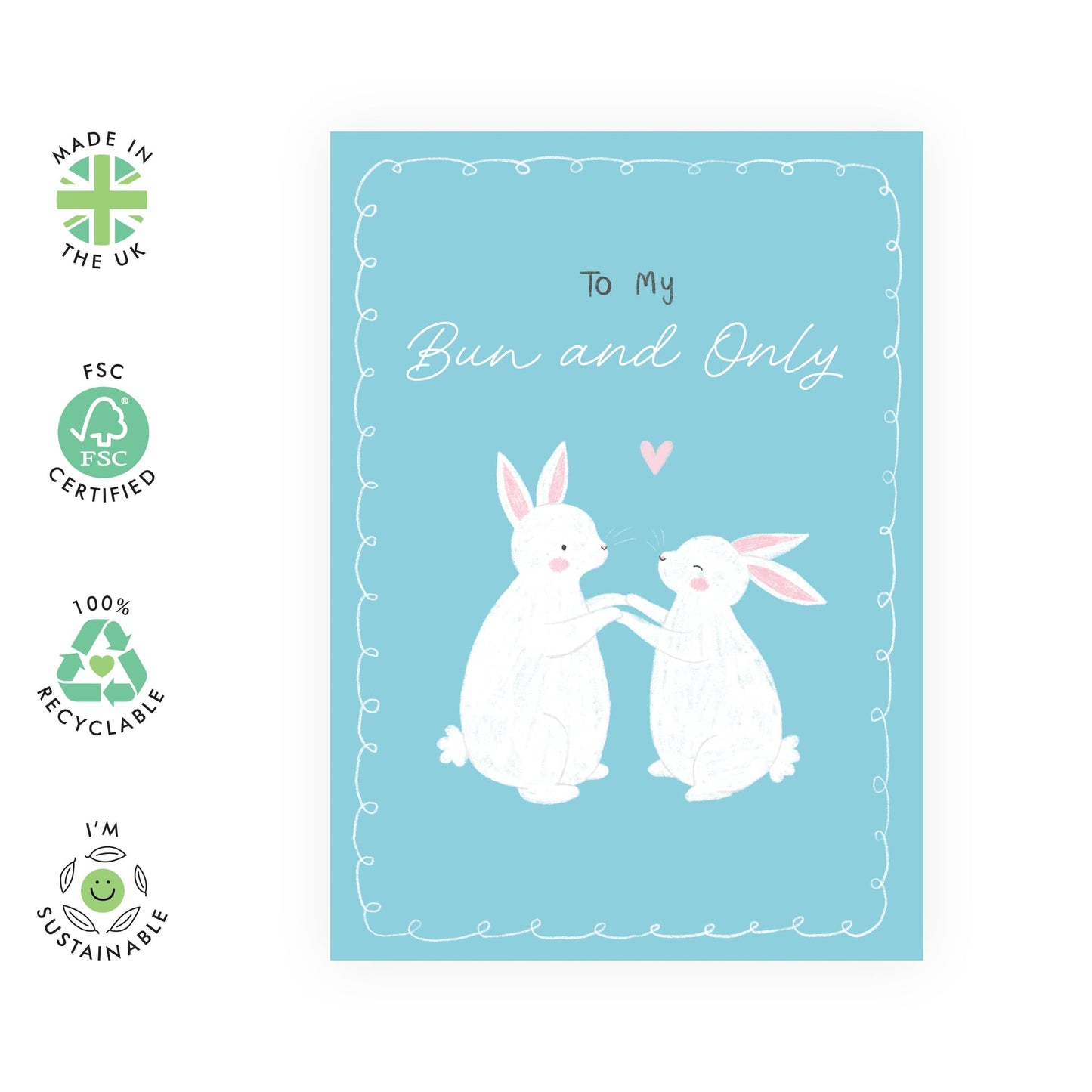 Romantic Love Card - 'Only Bunnies' - Gift for Babe, Girlfriend, Boyfriend, Husband, Wife, Darling - Valentines Day Cuteness - Comes with Fun Stickers
