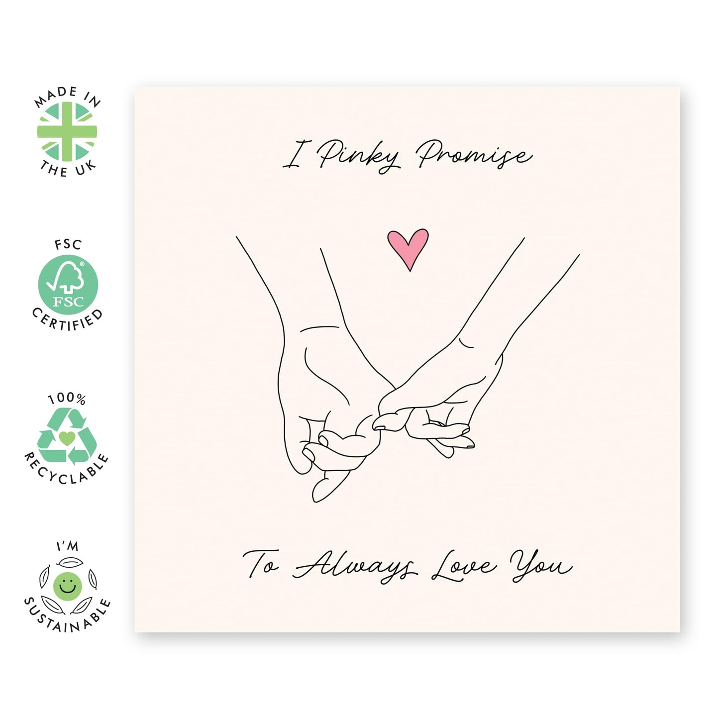 Adorable Love Card for Him or Her - 'Pinky Promise' - Gifts for Wife, Husband, Boyfriend, Girlfriend, Partner, Babe - Valentines Day, Always Love You - Comes with Fun Stickers