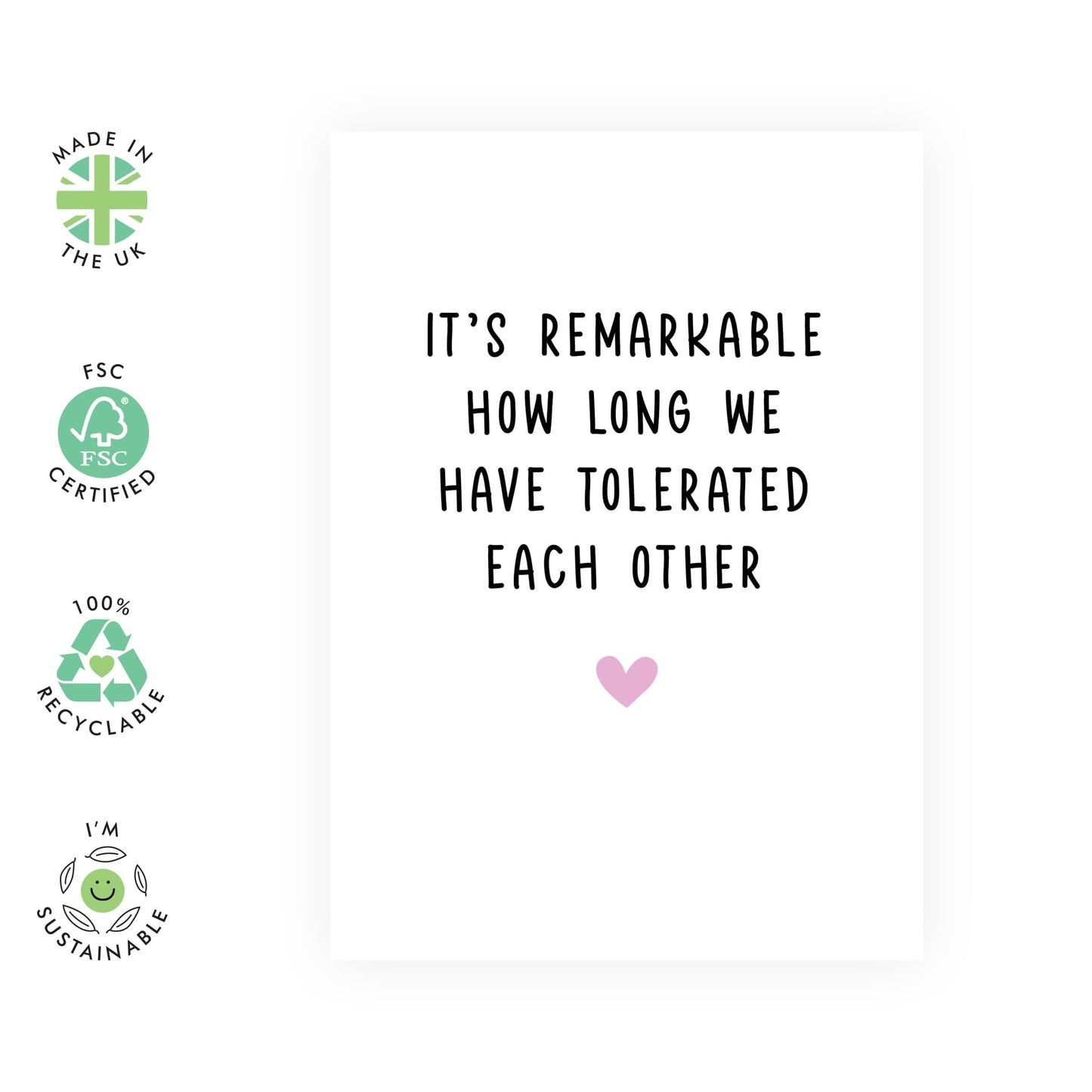 Wedding Anniversary Card For Husband Wife - We Have Tolerated Each Other - Romantic Anniversary Cards For Boyfriend Girlfriend - Valentines Day Card For Couples - Comes With Stickers - By Central 23
