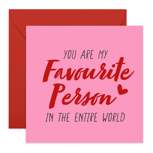 Anniversary Card For Husband Wife - Favourite Person In The Entire World - Romantic Anniversary Cards For Boyfriend Girlfriend Couple - Valentines Day Card - Comes With Stickers - By Central 23