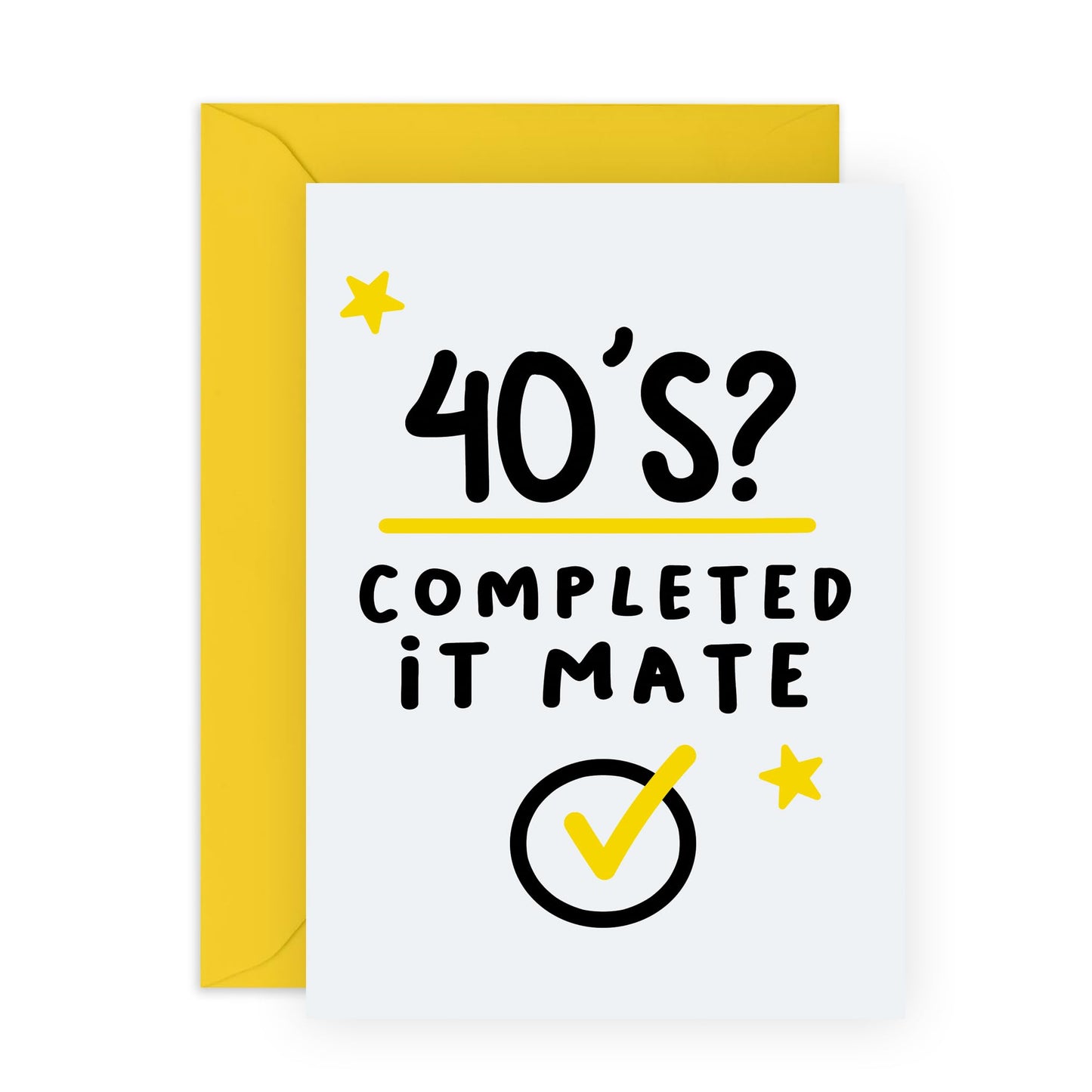 50th Birthday Card For Wife Husband - 40s Completed It Mate - Men Women - Brothe Sister - Happy Fortieth Birthday Greeting Card Male Female Friends - Comes With Fun Stickers - By Central 23